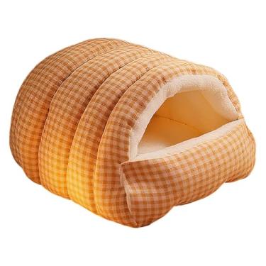 Imagem de Whtkoph Caverna para animais de estimação, cama versátil, lavável, prática e confortável para gatos. Ideal para presentear ou para abrigar seu gato, Orange White M