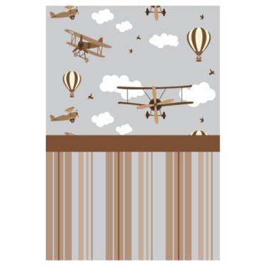Imagem de Papel De Parede Adesivo Infantil Marrom Aviões 300X52Cm - Lcg Eletro