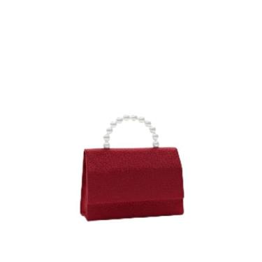 Imagem de Bolsa Infantil Elegante com Alça de Pérolas, Luxo e Brilho para Princesas, Acessório Fashion (vermelho)