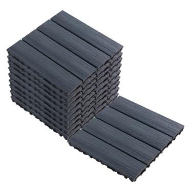 Imagem de SPXMQSS Decking composto, piso de jardim ao ar livre, telhas de deck interligadas WPC, para terraço de jardim, varanda, antiderrapante, fácil de instalar, ótima drenagem 30 x 30 x 2,2 cm D 33 peças
