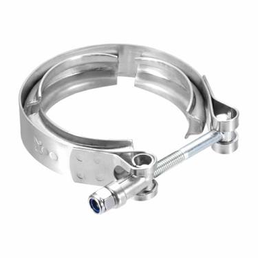 Imagem de HARFINGTON Braçadeira de banda V 5 cm de aço inoxidável 304 braçadeira de parafuso de banda V para sistemas de escapamento acessórios de carro de troca de tubo descendente, prata