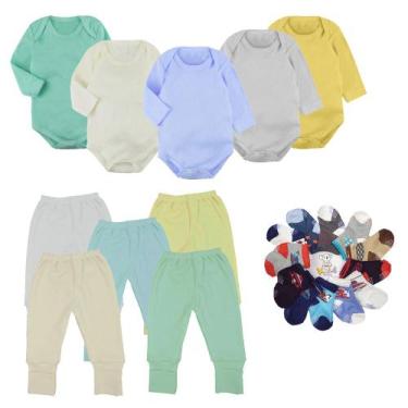 Imagem de Kit 22 Pçs Body Manga Longa Calça e Meias Roupa de Bebê - Kolala Baby,