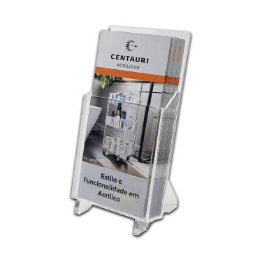 Imagem de Display Expositor Acrílico Premium Porta Folders 10x20 Cm Mesa Qualidade Sofisticado Transparente