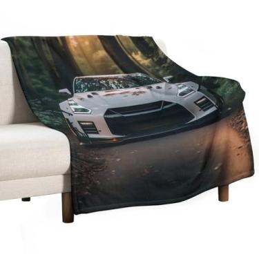 Imagem de HouLaiZhe Cobertor super macio de flanela JDM carro R35 esporte selva leve cobertores refrescantes para sofá-cama cadeira sofá carro viagem ao ar livre leve quente 178 cm x 203 cm