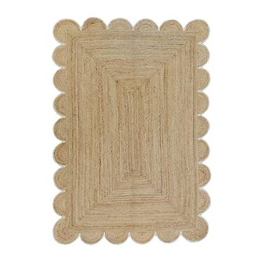 Imagem de Weaving Village Tapete de área de juta natural recortado, acabamento colorido