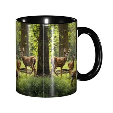 Imagem de Zeraoke Nature Wild Animal Deers Print Canecas de café criativas, personalizadas, presente para família, tamanho de 325 ml, unissex