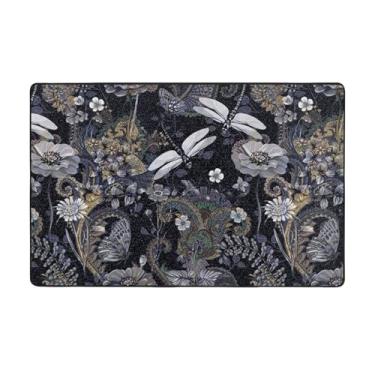 Imagem de ZERAOKE Tapete cinza libélulas, 8 x 1,5 m, tapetes de fazenda para sala de estar, decorativo, lavável, antiderrapante, moderno, macio, para quarto, sala de jantar, sala de jogos, cozinha