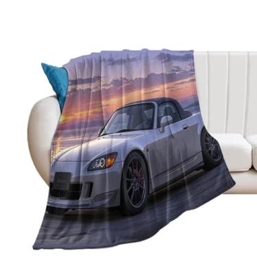 Imagem de HouLaiZhe Cobertor super macio de flanela clássico JDM carro S2000 nascer do sol cobertores leves refrescantes para sofá-cama cadeira sofá carro viagem ao ar livre leve quente 127 x 152 cm