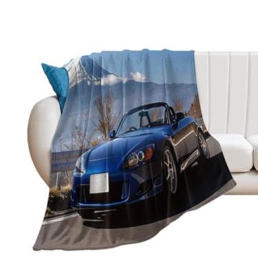 Imagem de HouLaiZhe Cobertor super macio de flanela azul clássico JDM S2000 Mount Fuji, cobertores refrescantes leves para sofá-cama, cadeira, sofá, carro, viagens ao ar livre, leve, quente, 76 cm x 101 cm