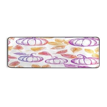 Imagem de Qilmy Tapete de corrida de abóbora colorido de Ação de Graças, 183 x 61 cm, antiderrapante, antifadiga, confortável, tapetes longos, para quarto, sala de estar, banheiro, corredores, entrywa470