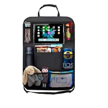 Imagem de Organizador de Carro para Banco Traseiro, Preto, 61x40,65cm, 9 Compartimentos, Poliéster, À Prova d'Água, com Suporte para Tablet