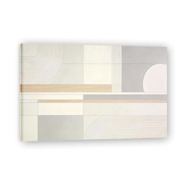 Imagem de Arte em tela minimalista mistério preto: Serenidade tons neutros grande área em branco para decoração de espaço calmo Emoldurado 31,5 x 119,9 cm