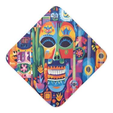 Imagem de STAYTOP Toalhas de bebê com capuz musselina estilo mexicano com estampa de violão, toalha de banho super macia, toalhas de banho absorventes para banho recém-nascido unissex 89 x 89 cm