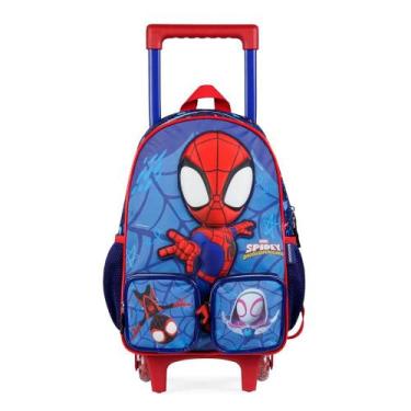 Imagem de Mochila de Rodinha Masculina Infantil Spidey Baby 3D Azul Escuro - Out