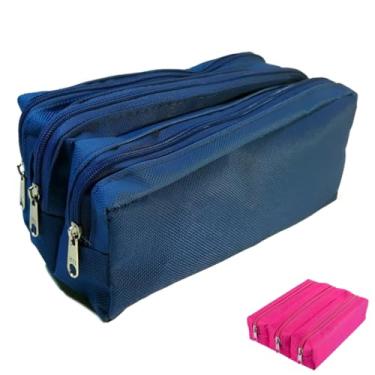 Imagem de Estojo Escolar Triplo com 3 Divisórias – Material Nylon Impermeável