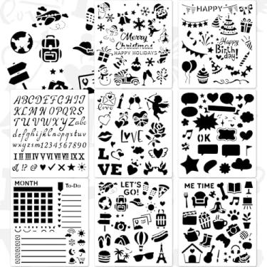 Imagem de Estênceis de álbuns, materiais para scrapbook, acessórios de planejador, estênceis de Natal para artesanato, reutilizáveis, laváveis e duráveis