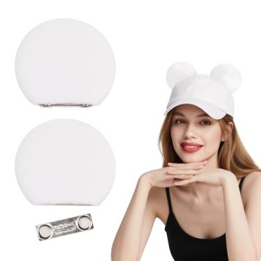 Imagem de zhezesmila Magnetic Mouse Ears for Cap Hat Beret Bucket Hat - 3.5'' Clip Mouse Ears for Boys Girls Head Accessories for Costume Outfits Holiday Party Velvet/White
