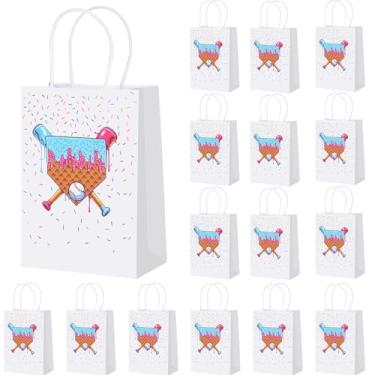 Imagem de AmazingSpark 24 peças de sacos de presente kraft de sorvete de beisebol com alças para festa esportiva lembrancinha de beisebol sorvete gotejamento lanche sacos de guloseimas para presente de equipe