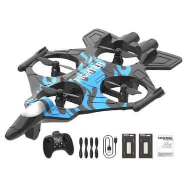 Imagem de Almencla Avião de controle remoto RC com giro de 360°, para, modelo de caça com luzes, planador para iniciantes, crianças e adultos, Azul com 2 Baterias