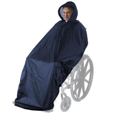 Imagem de Poncho impermeável para cadeira de rodas ANYOO reutilizável azul escur
