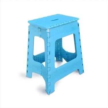 Imagem de Banqueta Dobrável Resistente 100kg Grande e Pequena | Banco Portátil para Camping, Pesca, Praia e Piquenique(GRANDE AZUL)