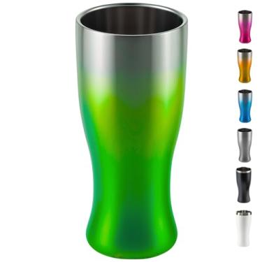 Imagem de Copo Térmico Cerveja Inox 450 ml - Gelada 4 horas, Parede Dupla Isolamento, Base Emborrachada (Verde)