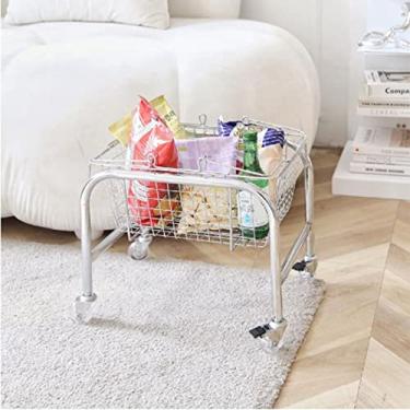 Imagem de Cesta de Armazenamento Manual Cesta de Armazenamento de Metal Portátil, Cesta de Prateleira de Mesa de Serviço Cesta de Armazenamento de Cosméticos para Cozinha, Banheiro,