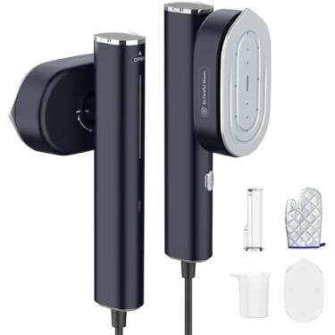 Imagem de hulmay Vaporizador Portátil para Roupas, Mini Vaporizador e Ferro de Viagem, Aquecimento Rápido 10S, Remoção de Rugas Sem Esforço Horizontal e Vertical de 1200 W, Vaporizador de Roupas e Ferro para Ca