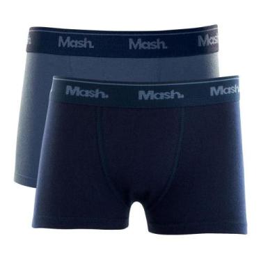 Imagem de Kit 2 Peças Cueca Boxer Mash Infantil Elástico Algodão, G, Azul jeans 