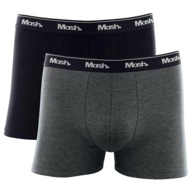 Imagem de Kit Cueca Boxer Mash 2 Peças Masculina Algodão Elástico, Cinza mescla 