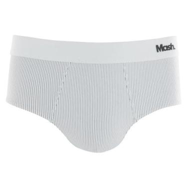 Imagem de Cueca Slip Risca de Giz Mash Masculina Microfibra Elástico, Branco, Gg