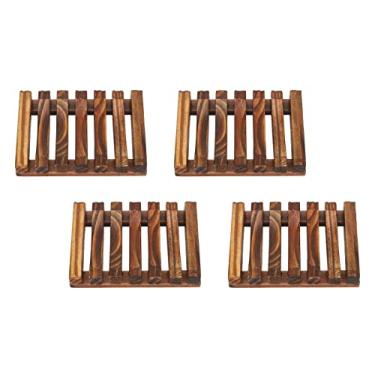 Imagem de Naroote Suporte de Sabonete de Bambu Com Formato Exclusivo Protetor de Sabonete Ventilado para Preservação a Longo Prazo, Pacote Com 4