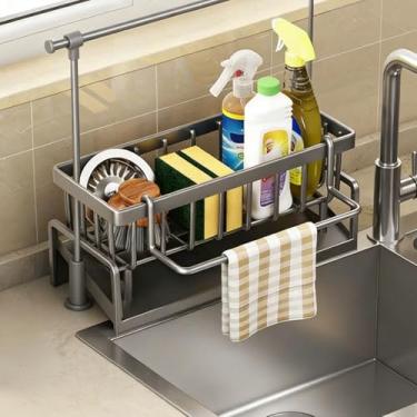 Imagem de Suporte de esponja de pia de cozinha multifuncional organizador de cozinha com armazenamento de escova