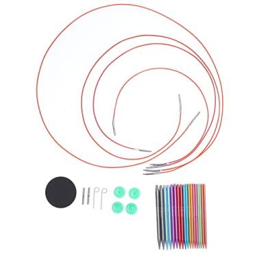 Imagem de KIMISS Conjunto de Agulhas de tricô Circulares - 18 Peças Com 9 Tamanhos, Design Ergonômico de Alumínio para tricô Fácil e Confortável de Suéteres e Cachecóis