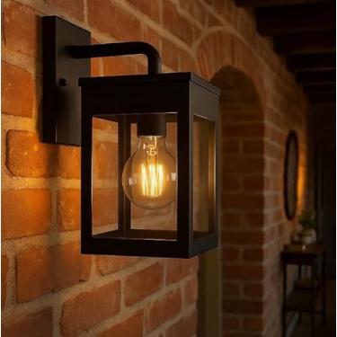 Imagem de Candeeiro De Parede Para Exterior – LumináRia Decorativa De Parede, Estilo Lanterna, Adequada Para Uso Interior E Exterior(Preto Cristal)
