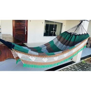 Imagem de Rede de Dormir Descanso Luxo Gigante 4,5m Reforçada para Casa(COLORIDA VERDE)