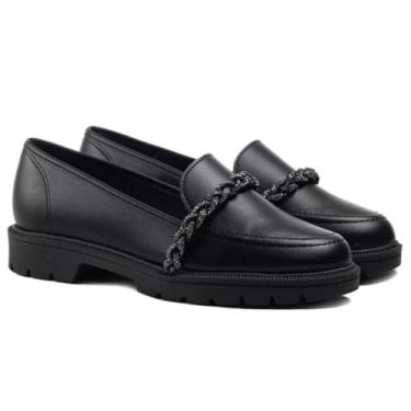 Imagem de Mocassim Beira Rio Conforto Trança Strass Feminino - Preto - 34