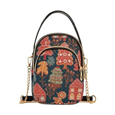 Imagem de GAIGEO Bolsa tiracolo feminina com folhas de bordo outono, bolsa tiracolo com alça removível, bolsa transversal de verão, Christmas With Candys-2, One Size