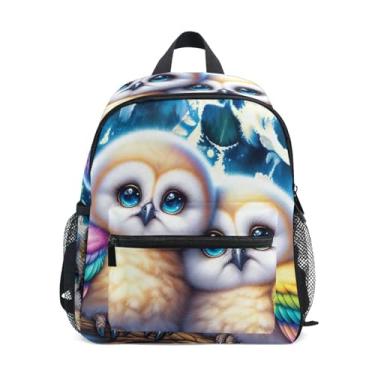 Imagem de GAIGEO Cute Owls Floral Birds Backpack for School Kids with Whistle, Adjustable Chest Strap, Mini Backpack for Boys Lightweight & Compact for Ages 3-8