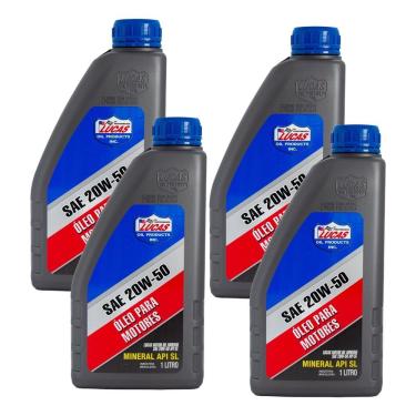 Imagem de Kit 4 Óleo Lubrificante Motor Mineral Lucas Oil 20W50 Api Sl
