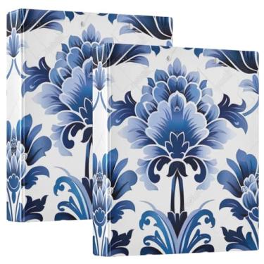 Imagem de Fichário estético arabesco antiarranhões, 1,5 fichários grandes espaçosos com 3 anéis, ideal para escritório, escola, casa, pacote com 2