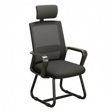 Imagem de Cadeira de escritório ergonômica com suporte lombar e encosto de malha respirável - ideal para casa e trabalho (pernas de cadeira velha - almofada de látex - preta - encosto de cabeça ajustável)