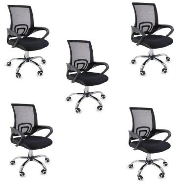Imagem de Kit 5 Cadeiras De Escritorio Begonia Tela Mesh Ergonomica - Preto