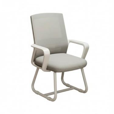 Imagem de Cadeira de escritório ergonômica com suporte lombar e encosto de malha respirável - ideal para casa e trabalho (pernas de cadeira velha - almofada de assento de esponja - cinza branco)