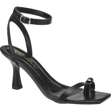 Imagem de Sandália Feminina Salto Médio Fino Festa Bico Quadrado Cor:CarameloTam