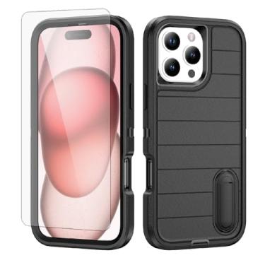 Imagem de Asuwish Capa de celular para iPhone 16 Pro Max 6,9 polegadas com protetor de tela de vidro temperado e suporte à prova de choque macio Slicone Hard Holder i Phone16 16Pro i16 ProMax 16ProMax feminino
