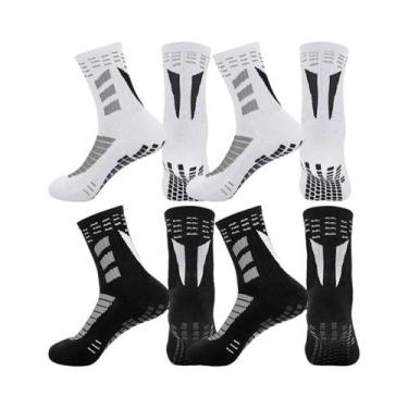 Imagem de Meias Esportivas Unissex Antiderrapantes 4 Pares Para Futebol, Basquet