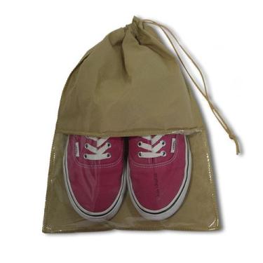 Imagem de 40 Sacos Para Sapatos / Porta Sapato Bege 36x28cm C/ Visor - Idealiza