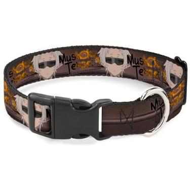 Imagem de Coleira para animais de estimação Crunchyroll, fivela de plástico para coleira de cachorro, Mushoku Tensei Sylphiette Fitz Guard Pose e Logo Browns, 23 a 33 cm de largura