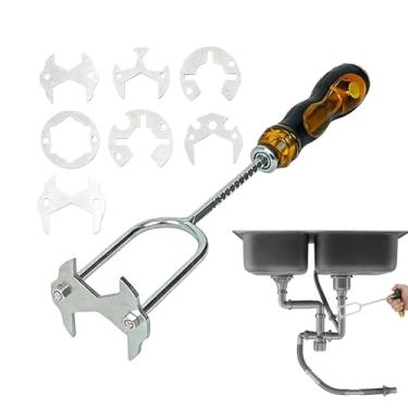 Imagem de Chave Para Pia,Ferramenta Ajustável Multifuncional Para Lavatório De Banheiro | Ferramenta de Encanamento de Torneira de Bacia - Destinado a Banheiro Cozinha Casa Vaso Sanitário e Espaços Apertados